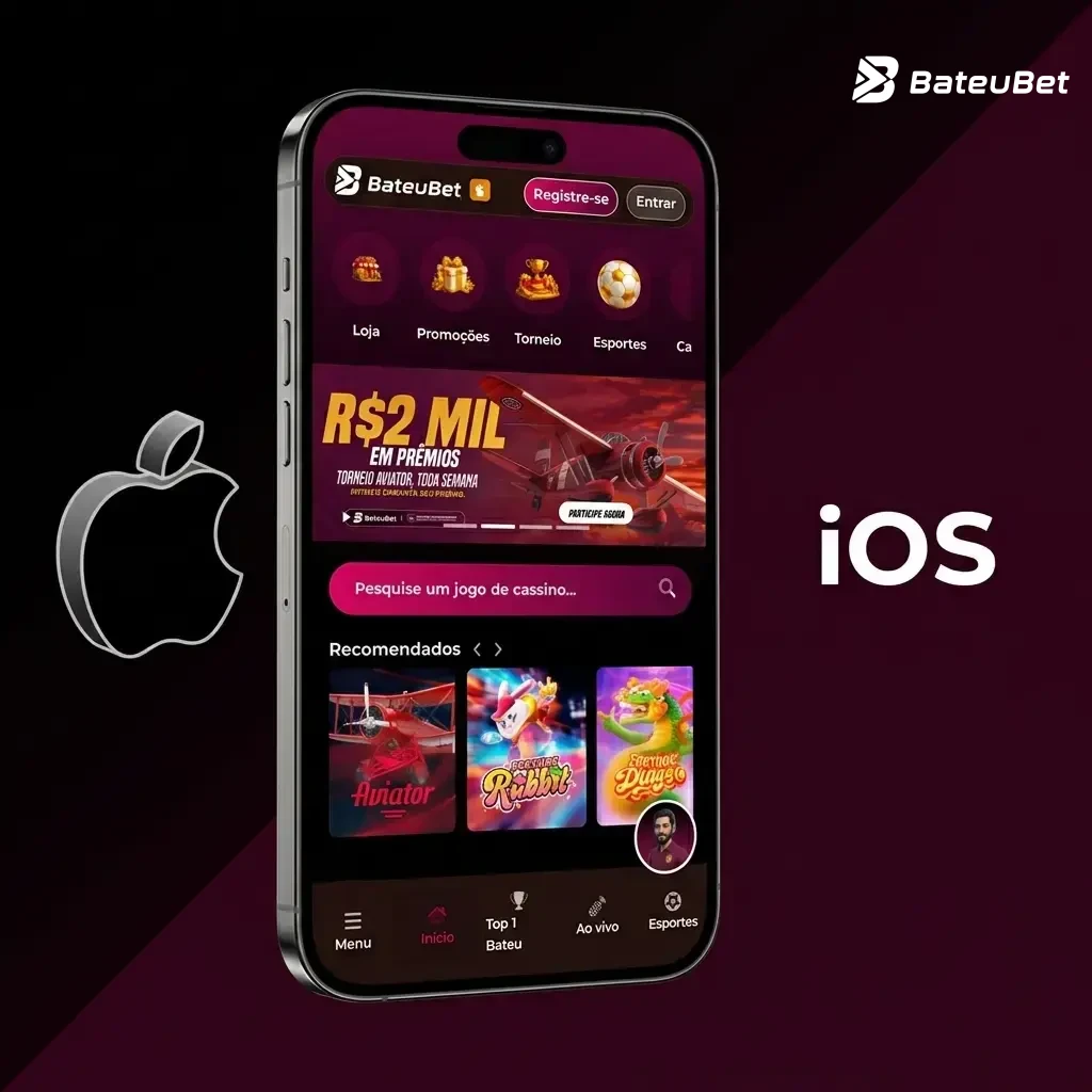 Instalação do app Bateubet no iOS pelo iPhone via App Store, compatível com iOS 12.0 ou superior