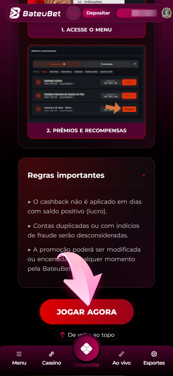 Ative a oferta de boas-vindas do cassino online Bateubet.