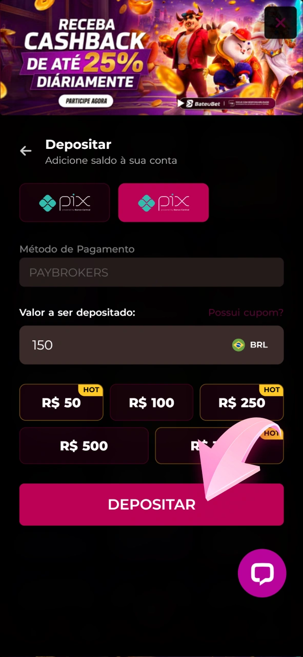 Deposite saldo para começar a apostar em jogos de futebol na Bateubet.