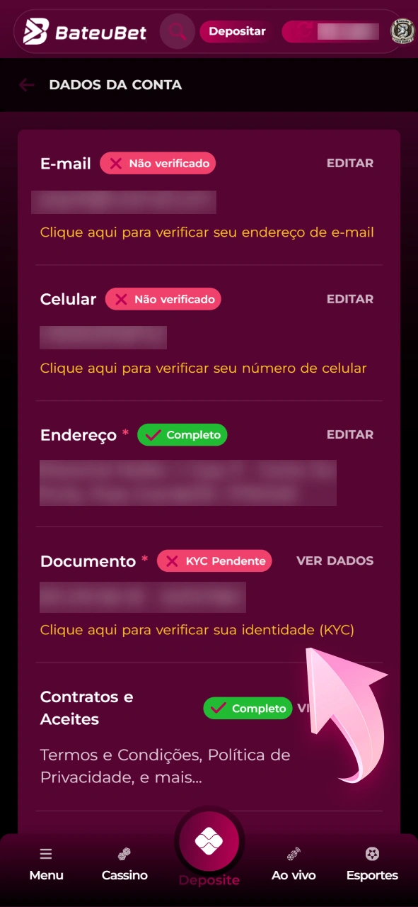 Valide seu perfil de usuário para saques de apostas de futebol na Bateubet.