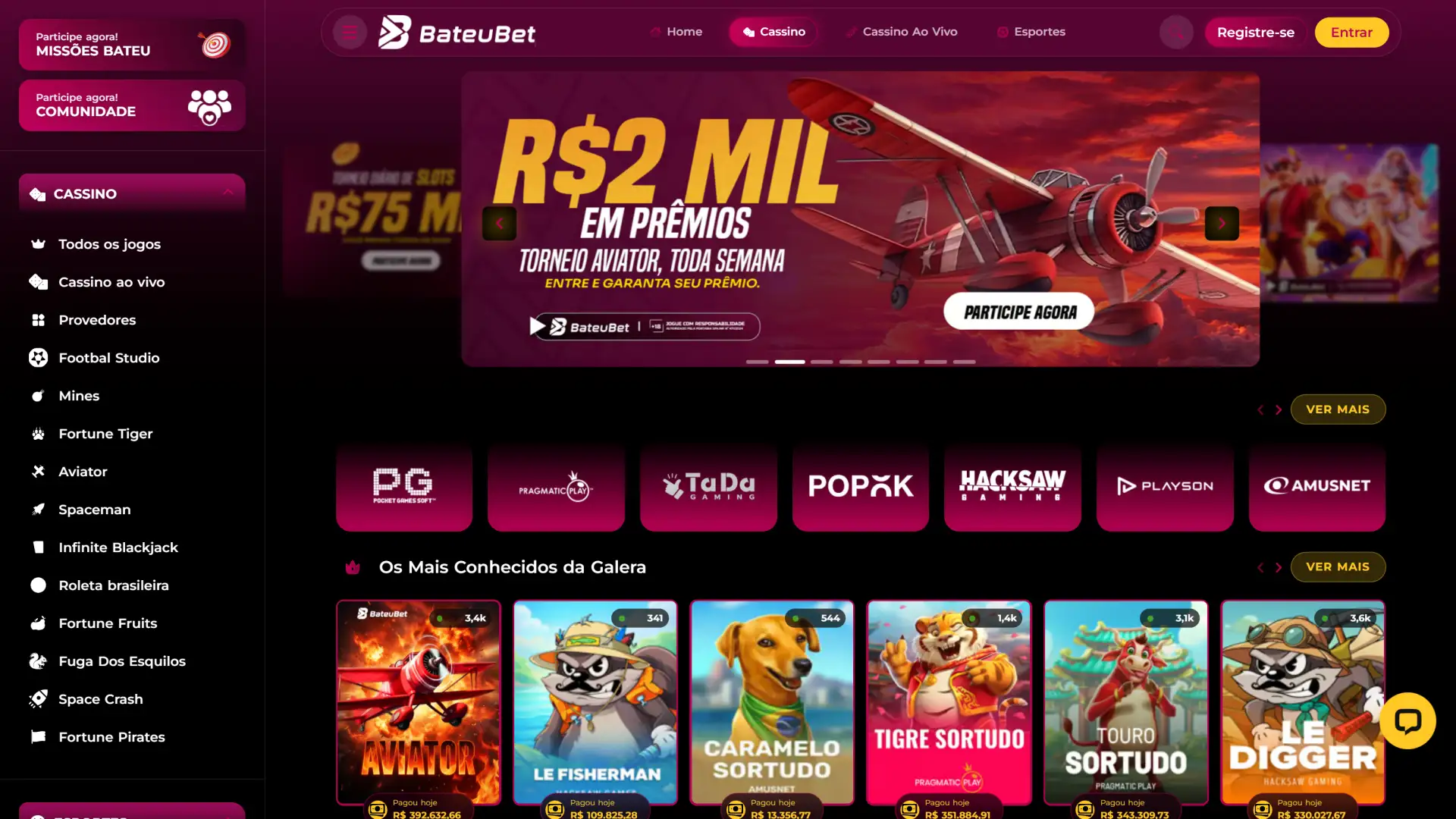 Explore o cassino online da Bateubet e comece a faturar nos melhores slots.