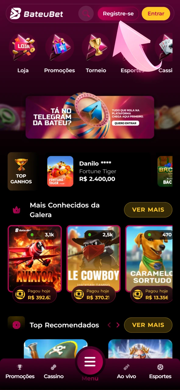 Crie um perfil na Bateubet para se qualificar para as ofertas.